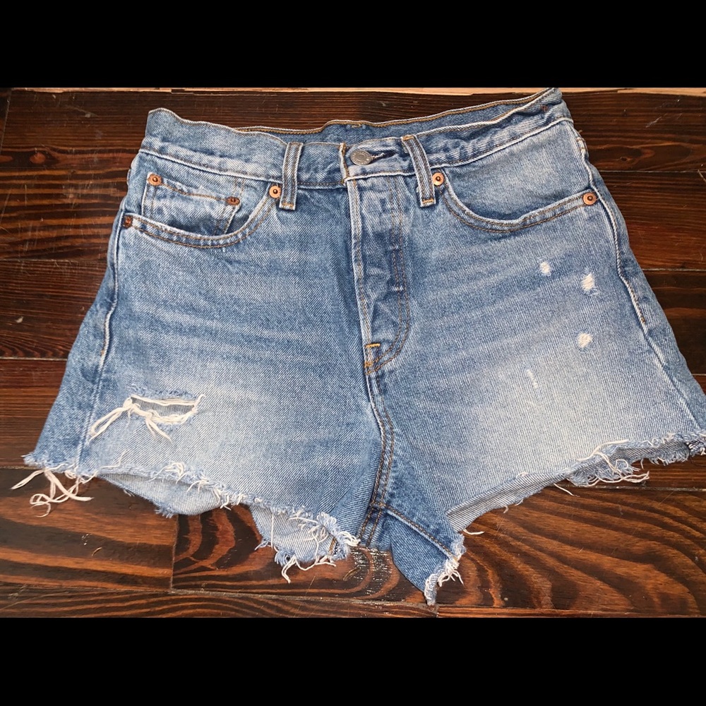 High waisted jean shorts